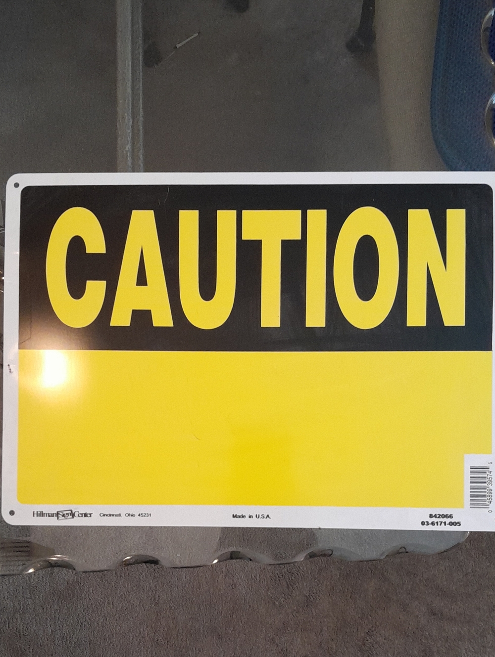 Caution Safety Tin Sign - Yellow and Black